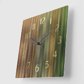 Earthtone Stripes スクエア壁時計 (傾斜)