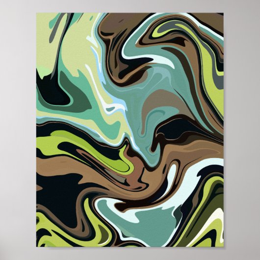 Earthy Abstract Swirling Marble Design ポスター (正面)