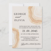 Earthy Abstract Watercolor Agate  Wedding  招待状 (正面)