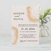 Earthy Abstract Watercolor Agate  Wedding  招待状 (スタンド正面)