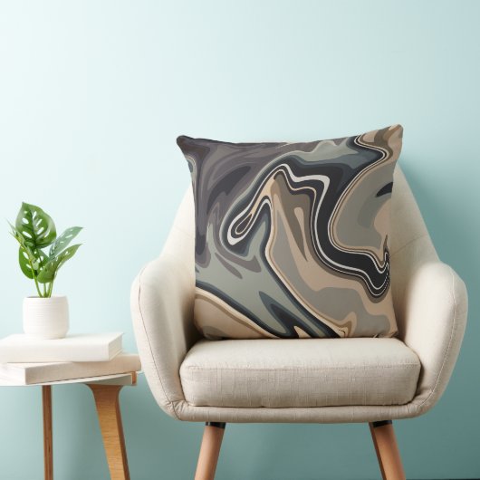 Earthy Abstract Waves with Neutral Tones  クッション (椅子)