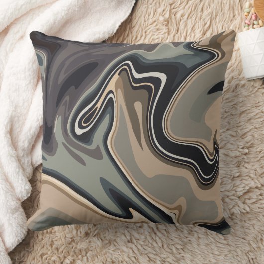 Earthy Abstract Waves with Neutral Tones  クッション (ブランケット)