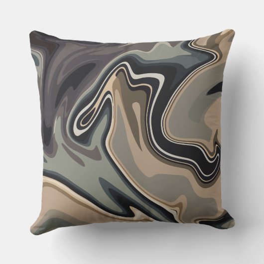 Earthy Abstract Waves with Neutral Tones  クッション (裏面)