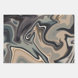 Earthy Abstract Waves with Neutral Tones ラッピングペーパーシート