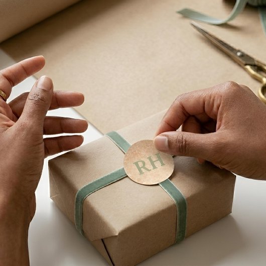 Earthy Arabesque | Terracotta & Sage Personalised ラウンドシール