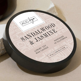 Earthy Beige Bohemian Logo Candle Jar Lid ラウンドシール