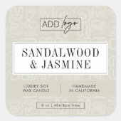 Earthy Beige Boho Pattern Candle Product Label スクエアシール (正面)