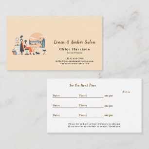 Earthy Beige Terracotta Hair Salon Appointment & 名刺