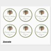 Earthy Bohemian Watercolor Christmas Favor Sticker ラウンドシール (シート)