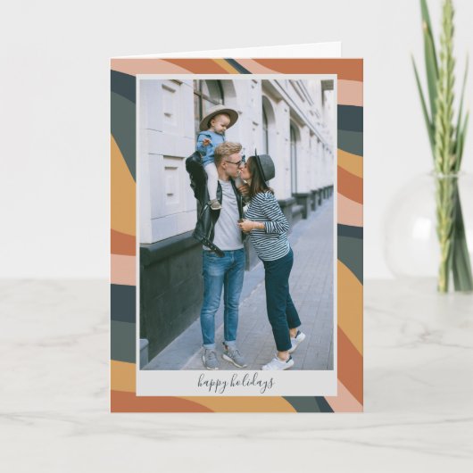 Earthy Boho Abstract Wavy Lines Terrac cl Photo シーズンカード (正面)