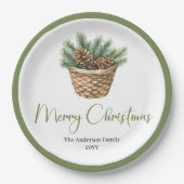 Earthy Boho Botanical Christmas Bouquet Dinner  ペーパープレート (正面)