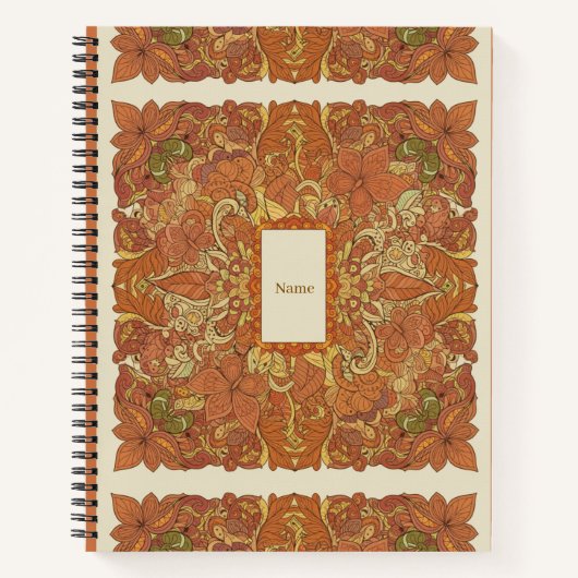 Earthy Boho Burnt Orange Mandalas Journal ノートブック (正面)