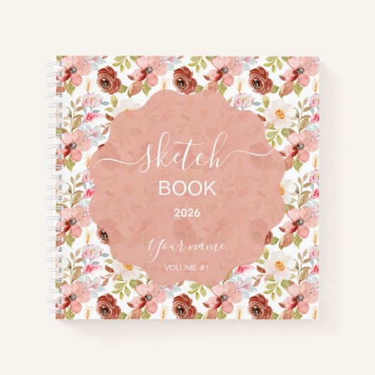 Earthy Boho Flowers ノートブック (正面)