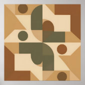 Earthy Boho Geometric Abstract ポスター (正面)