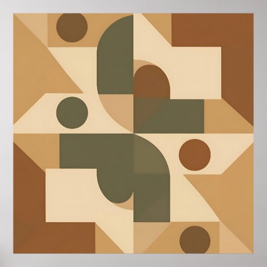 Earthy Boho Geometric Abstract ポスター (正面)