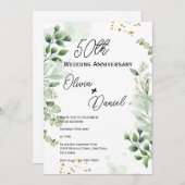 Earthy Boho Greenery Wedding Anniversary  招待状 (正面/裏面)