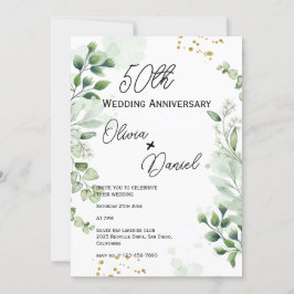 Earthy Boho Greenery Wedding Anniversary  招待状