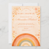 Earthy Boho Rainbow Baby Shower 招待状 (正面)