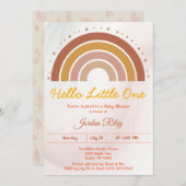Earthy Boho Rainbow Baby Shower Gender Neutral  招待状 (正面/裏面)