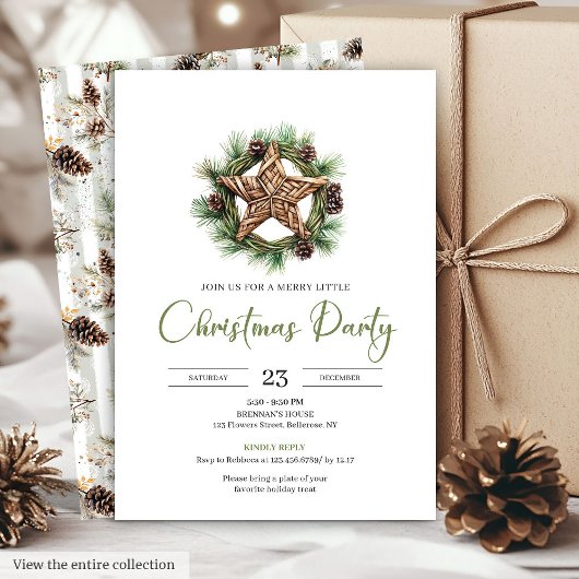 Earthy Boho Watercolor Botanical Christmas Invite 招待状