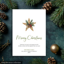 Earthy Boho Watercolor Pine Wreath Greeting Card