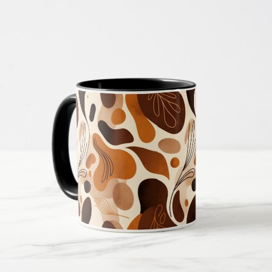 Earthy Botanical Mix Mug – Modern Abstract Design マグカップ (正面左)