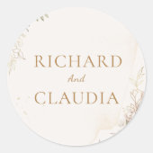 Earthy Botanical Wedding Invitation | Customizable ラウンドシール (正面)