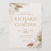 Earthy Botanical Wedding Invitation | Customizable 招待状 (正面)