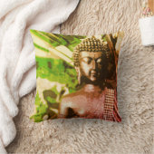 Earthy Buddha Meditation Throw Pillow – Warm Zen クッション (ブランケット)