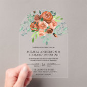 Earthy Burnt Orange Roses Bouquet Floral Wedding アクリル招待状 (インサイチュ (ポータブル))
