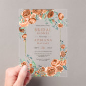 Earthy Burnt Orange Roses Floral Bridal Shower アクリル招待状 (インサイチュ (ポータブル))