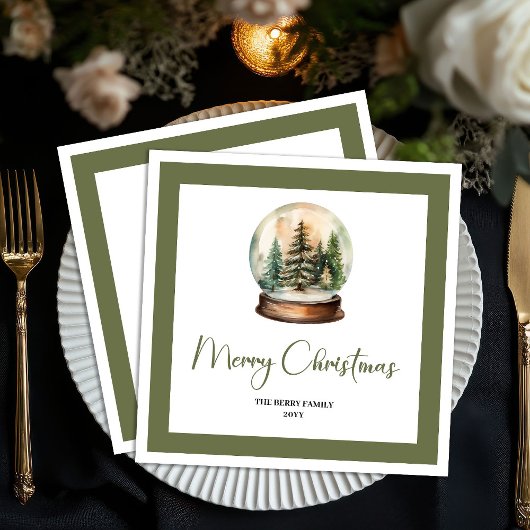 Earthy Christmas Ball Minimal Script Name Napkins スタンダードカクテルナプキン