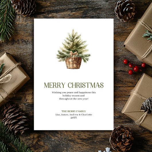 Earthy Christmas Tree Sack Sage Ivory Modern Card シーズンカード
