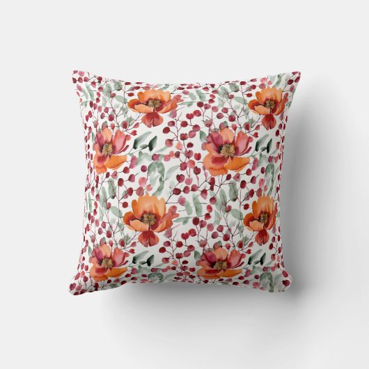 Earthy Colors, Fall Flowers Botanical クッション (裏面)