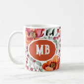 Earthy Colors, Fall Flowers Monogrammed コーヒーマグカップ (左)