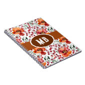 Earthy Colors, Fall Flowers Monogrammed ノートブック (右側)