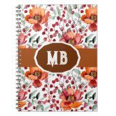 Earthy Colors, Fall Flowers Monogrammed ノートブック (正面)