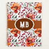 Earthy Colors, Fall Flowers Monogrammed プランナー手帳 (正面)