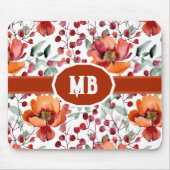 Earthy Colors, Fall Flowers Monogrammed マウスパッド (正面)