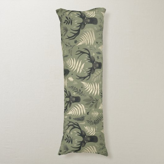 Earthy Deer Antlers & Ferns  ボディピロー (正面縦)