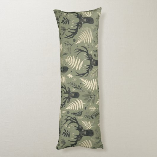 Earthy Deer Antlers & Ferns ボディピロー (裏面 (縦))