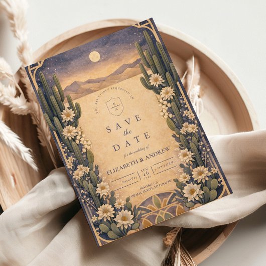 Earthy Desert Floral Wedding セーブザデート