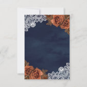Earthy Dusty Terracotta Rose Navy Blue Wedding 出欠カード (裏面)