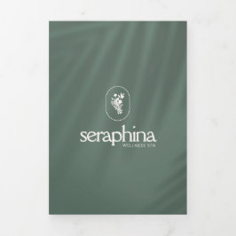 Earthy Elegance Logo Beauty, Spa Sage Brochure 三つ折りカード