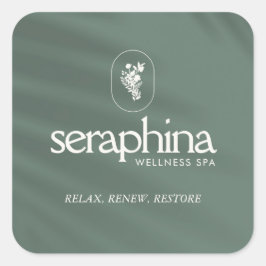 Earthy Elegance Logo Beauty, Wellness, Spa Sage スクエアシール