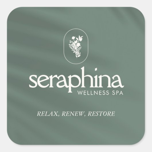 Earthy Elegance Logo Beauty, Wellness, Spa Sage スクエアシール (正面)