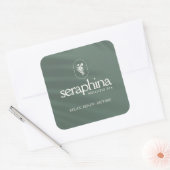Earthy Elegance Logo Beauty, Wellness, Spa Sage スクエアシール (封筒)