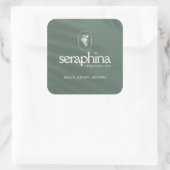 Earthy Elegance Logo Beauty, Wellness, Spa Sage スクエアシール (バッグ)
