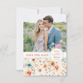 Earthy Fall Wildflower Save the Date Photo Card セーブザデート