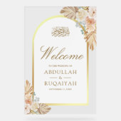 Earthy Floral Arch Muslim Wedding Welcome アクリルサイン (正面)